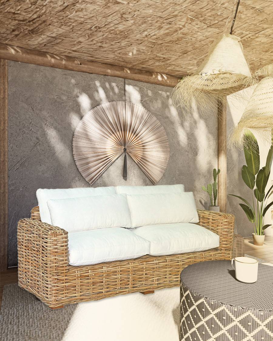 Cassiopée - Canapé de jardin en rotin 3 places - UNIQKA - Image 2