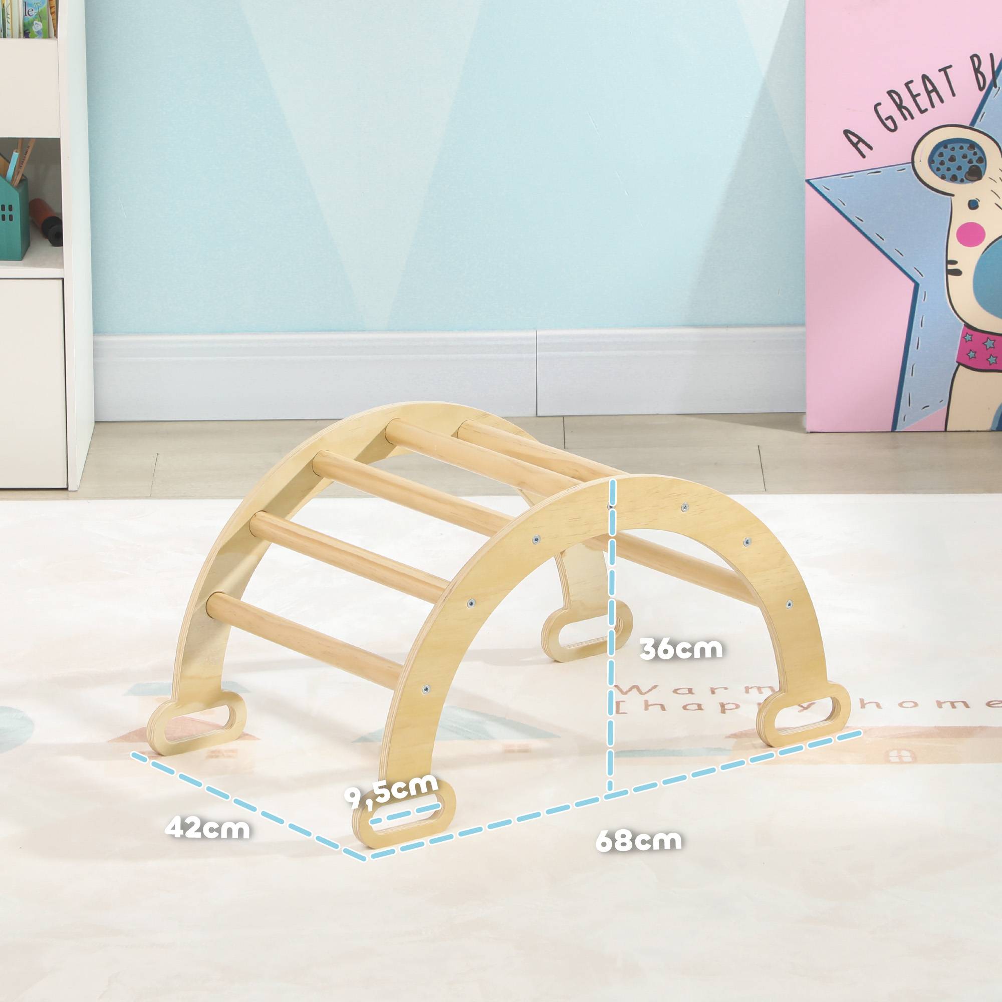 Arche escalade enfants bascule en bois d'intérieur pour garçons & filles, tout-petits de 18 à 48 mois, bois naturel - Image 5