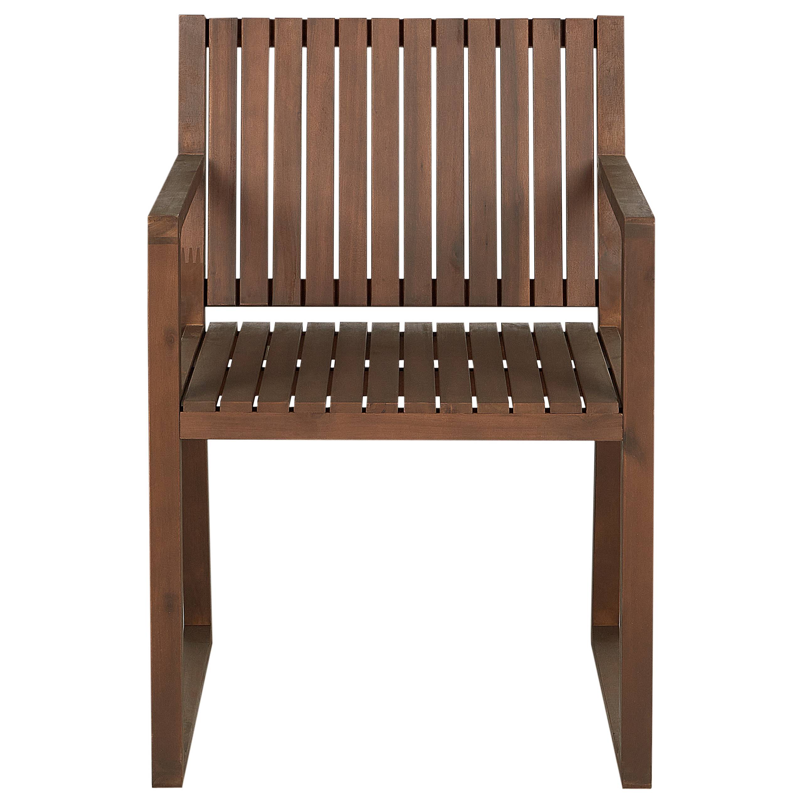 Beliani - Set 8 Chaises de Salle à Manger Extérieur en Bois d'Acacia Foncé avec Coussins Gris Jardin Rustique - Image 5