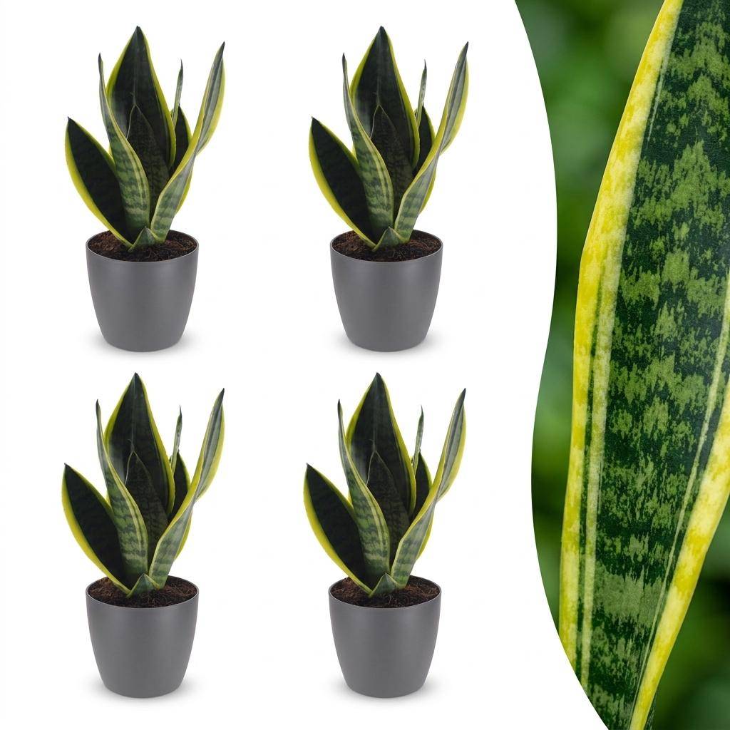 Sansevieria Futura Superba - Langue de belle-mère - Pot de 12cm - 4 plantes - Gris - Plantes d'intérieur - Image 1