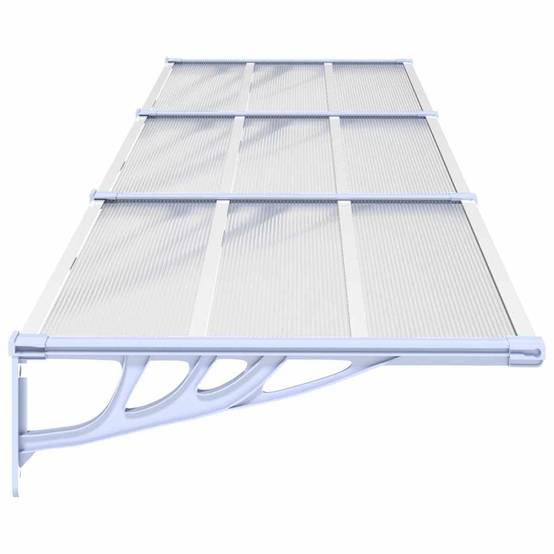 Très Grande Marquise d'Entrée en Polycarbonate Transparent et Supports Gris Anti-Pluie 358.5x90 cm – ComfortXL Outdoor Living - Image 4