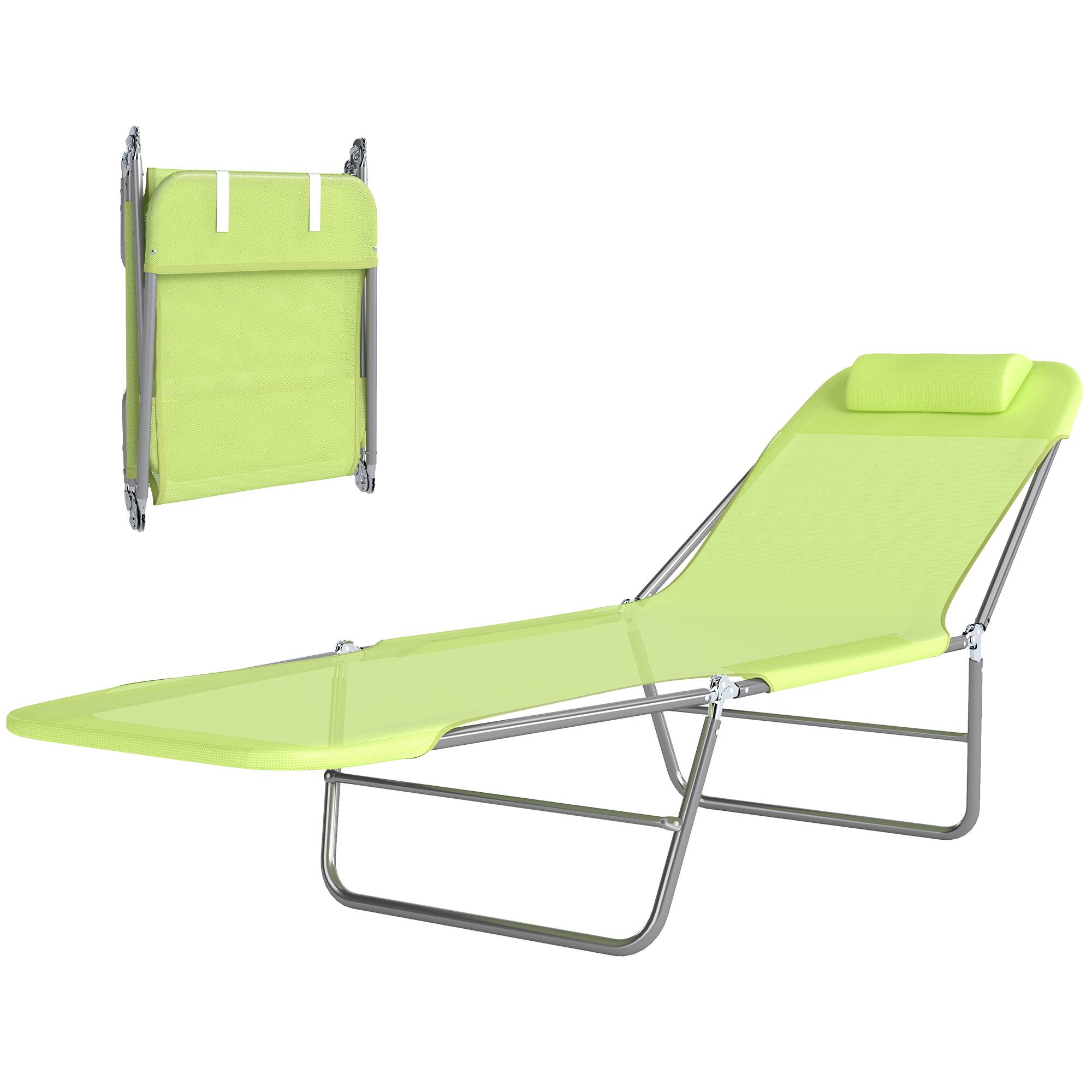 Transat pliant avec dossier inclinable et coussin, 182 x 56 x 24,5 cm - Image 2
