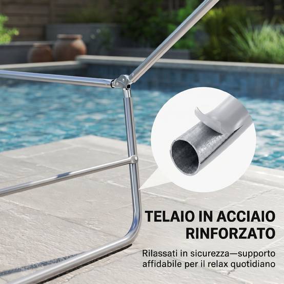Transat pliant avec dossier inclinable et coussin, 182 x 56 x 24,5 cm - Image 9