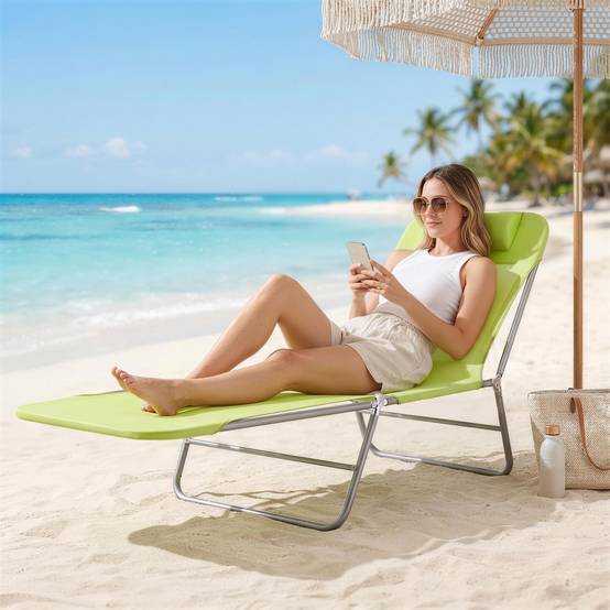 Transat pliant avec dossier inclinable et coussin, 182 x 56 x 24,5 cm - Image 10