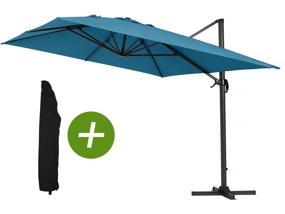 Habitat Et Jardin - Parasol Jardin Déporté Alu "sun 4" - Rectangle - 3 X 4 M - Bleu + Housse De Protection -habitat Et Jardin - Image 1