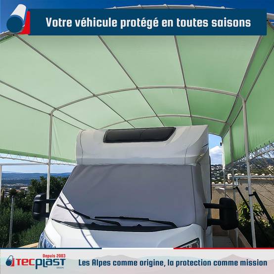 Bâche pour Carport 3x3 m LP506CP Vert Sauge - Garantie 5 ans - Toile PVC étanche pour abri de voiture TECPLAST - Image 2