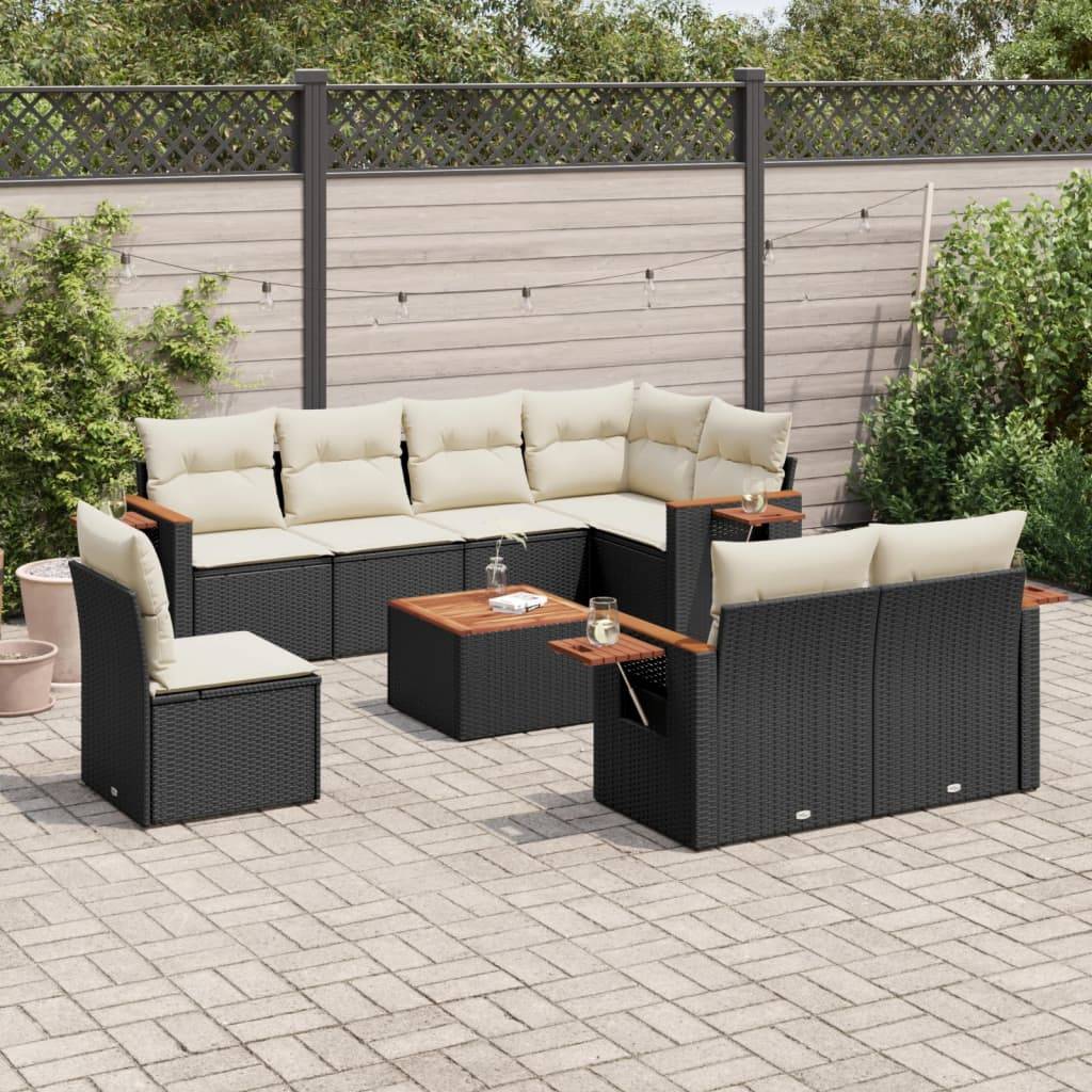 ComfortXL - Salon de jardin en poly rotin 9 places modulable avec table d'appoint intégrée Noir – ComfortXL Outdoor Living - Image 1
