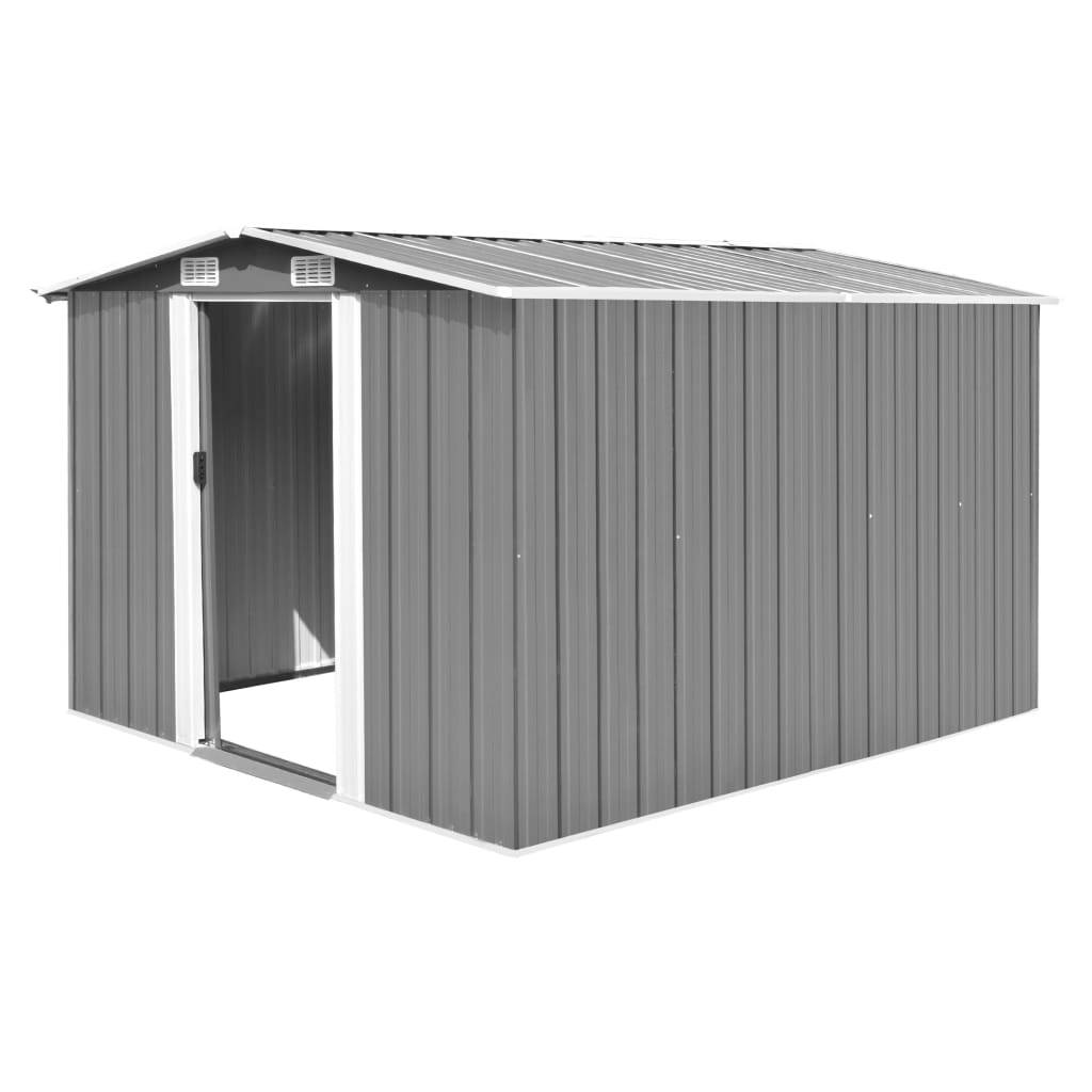 Abri de jardin cabane cabanon maison de stockage remise extérieur hangar outils robuste 257 x 298 x 178 cm métal gris - Image 1
