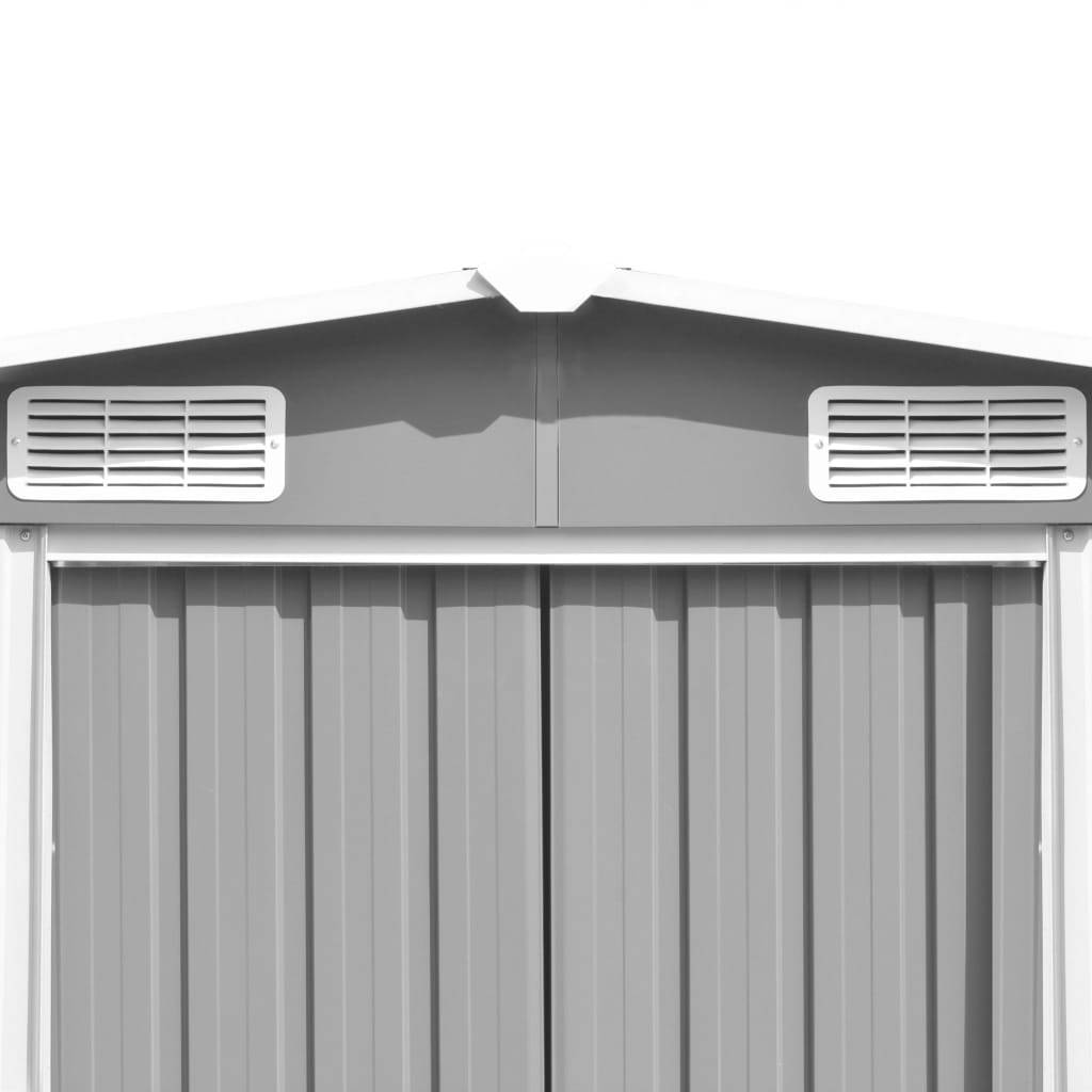 Abri de jardin cabane cabanon maison de stockage remise extérieur hangar outils robuste 257 x 298 x 178 cm métal gris - Image 5
