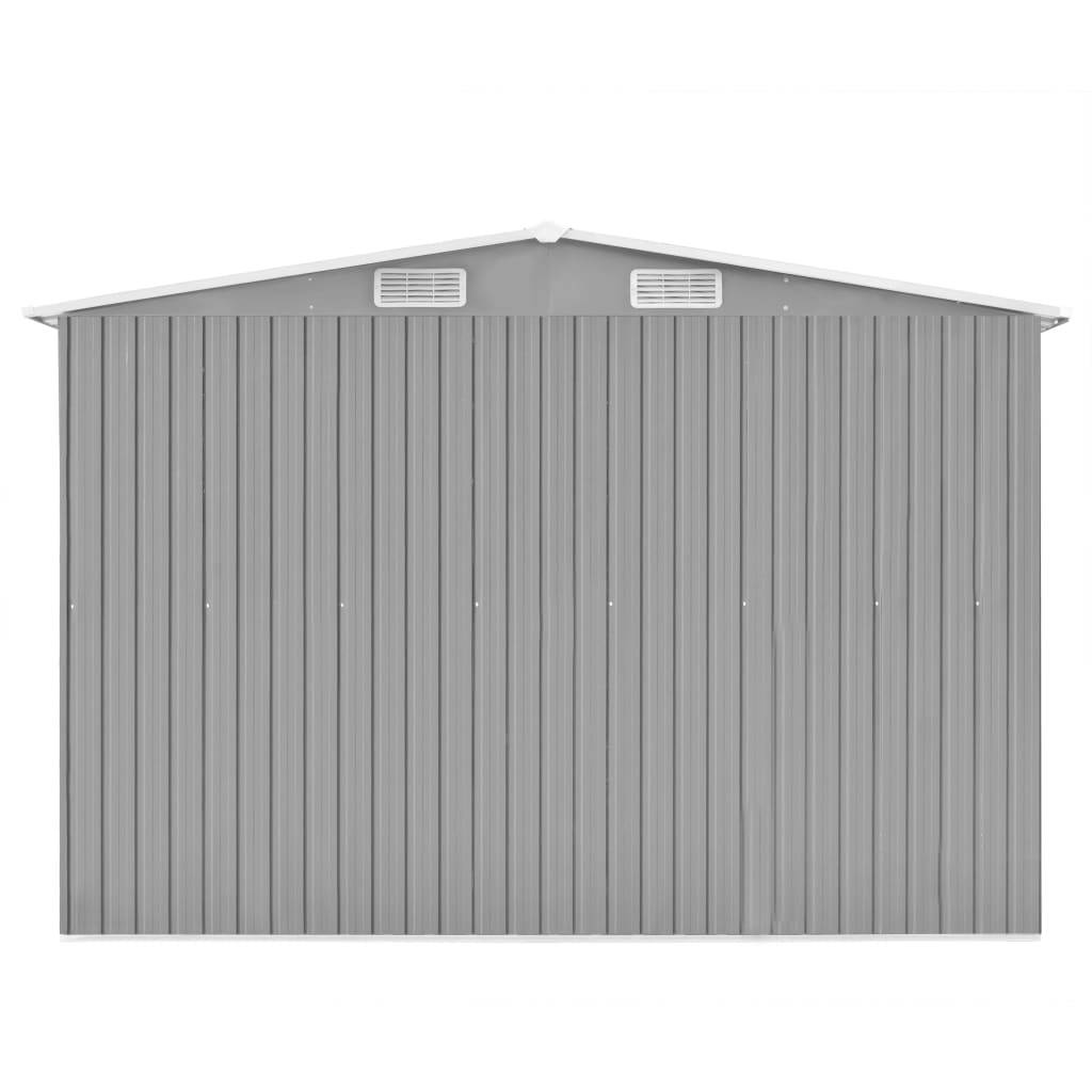 Abri de jardin cabane cabanon maison de stockage remise extérieur hangar outils robuste 257 x 298 x 178 cm métal gris - Image 3