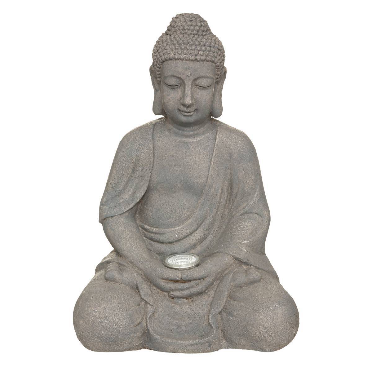 Lampe solaire Bouddha gris ardoise H43cm ATMOSPHERA CREATEUR D'INTERIEUR - Image 1