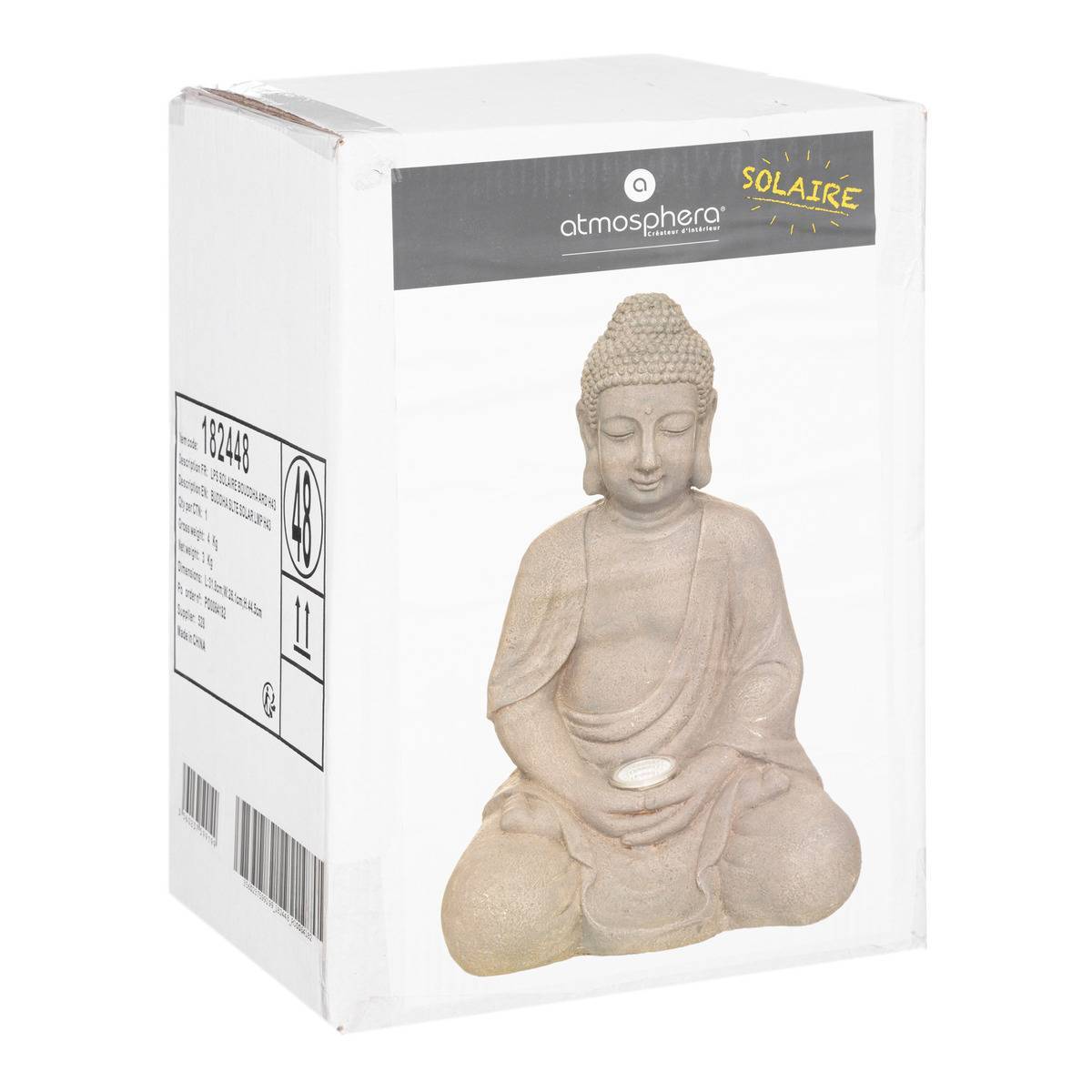Lampe solaire Bouddha gris ardoise H43cm ATMOSPHERA CREATEUR D'INTERIEUR - Image 2