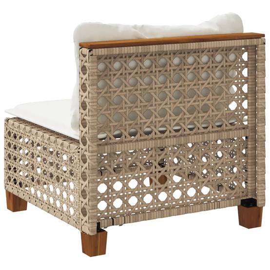Canapé sans Accoudoirs Rotin Synthétique avec Coussins pour Salon de Jardin – Beige – ComfortXL Outdoor Living - Image 6