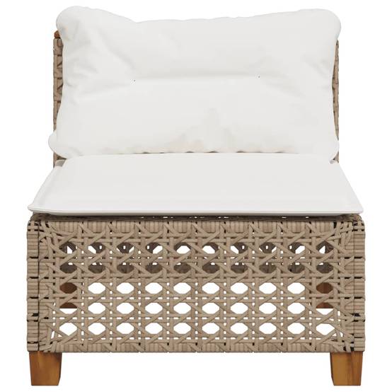 Canapé sans Accoudoirs Rotin Synthétique avec Coussins pour Salon de Jardin – Beige – ComfortXL Outdoor Living - Image 4
