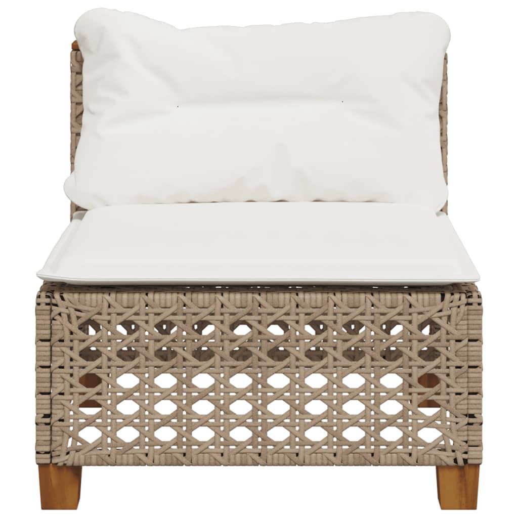 Canapé sans Accoudoirs Rotin Synthétique avec Coussins pour Salon de Jardin – Beige – ComfortXL Outdoor Living - Image 4