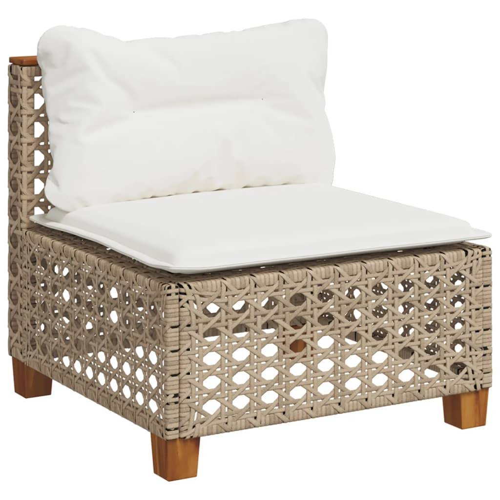 Canapé sans Accoudoirs Rotin Synthétique avec Coussins pour Salon de Jardin – Beige – ComfortXL Outdoor Living - Image 2