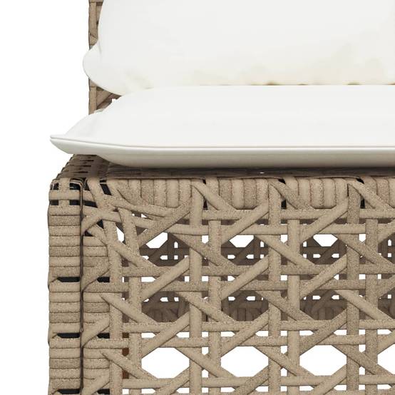 Canapé sans Accoudoirs Rotin Synthétique avec Coussins pour Salon de Jardin – Beige – ComfortXL Outdoor Living - Image 7