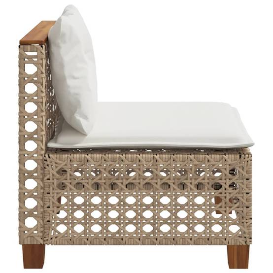 Canapé sans Accoudoirs Rotin Synthétique avec Coussins pour Salon de Jardin – Beige – ComfortXL Outdoor Living - Image 5