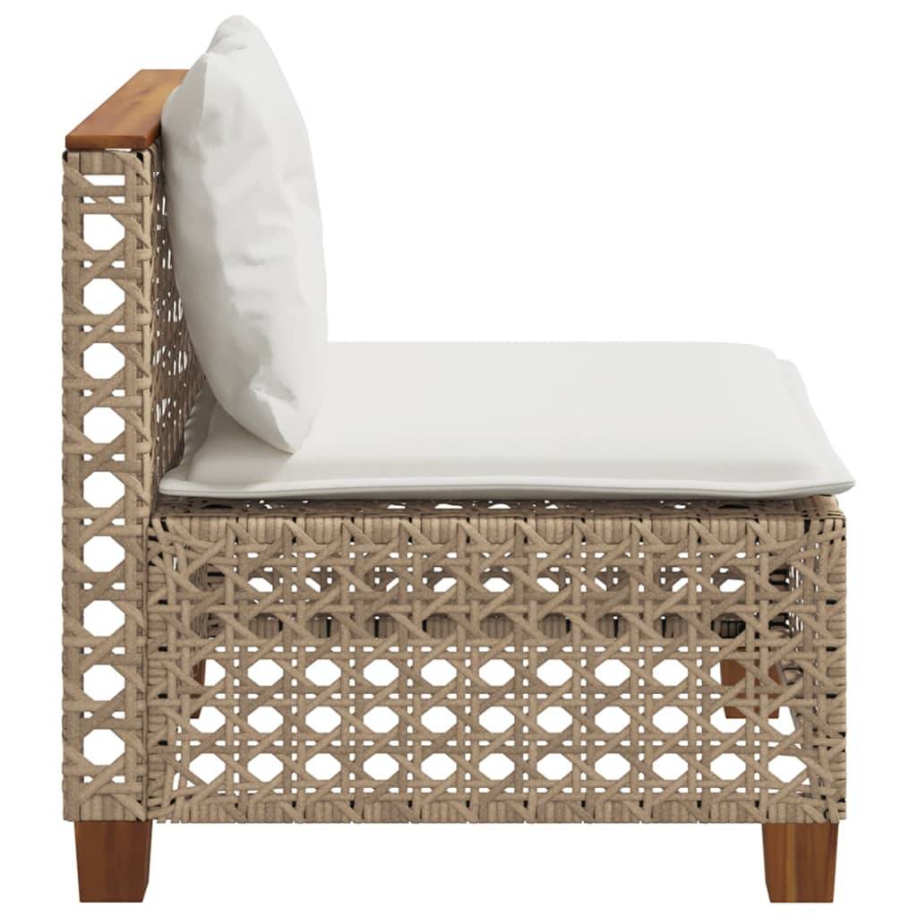 Canapé sans Accoudoirs Rotin Synthétique avec Coussins pour Salon de Jardin – Beige – ComfortXL Outdoor Living - Image 5