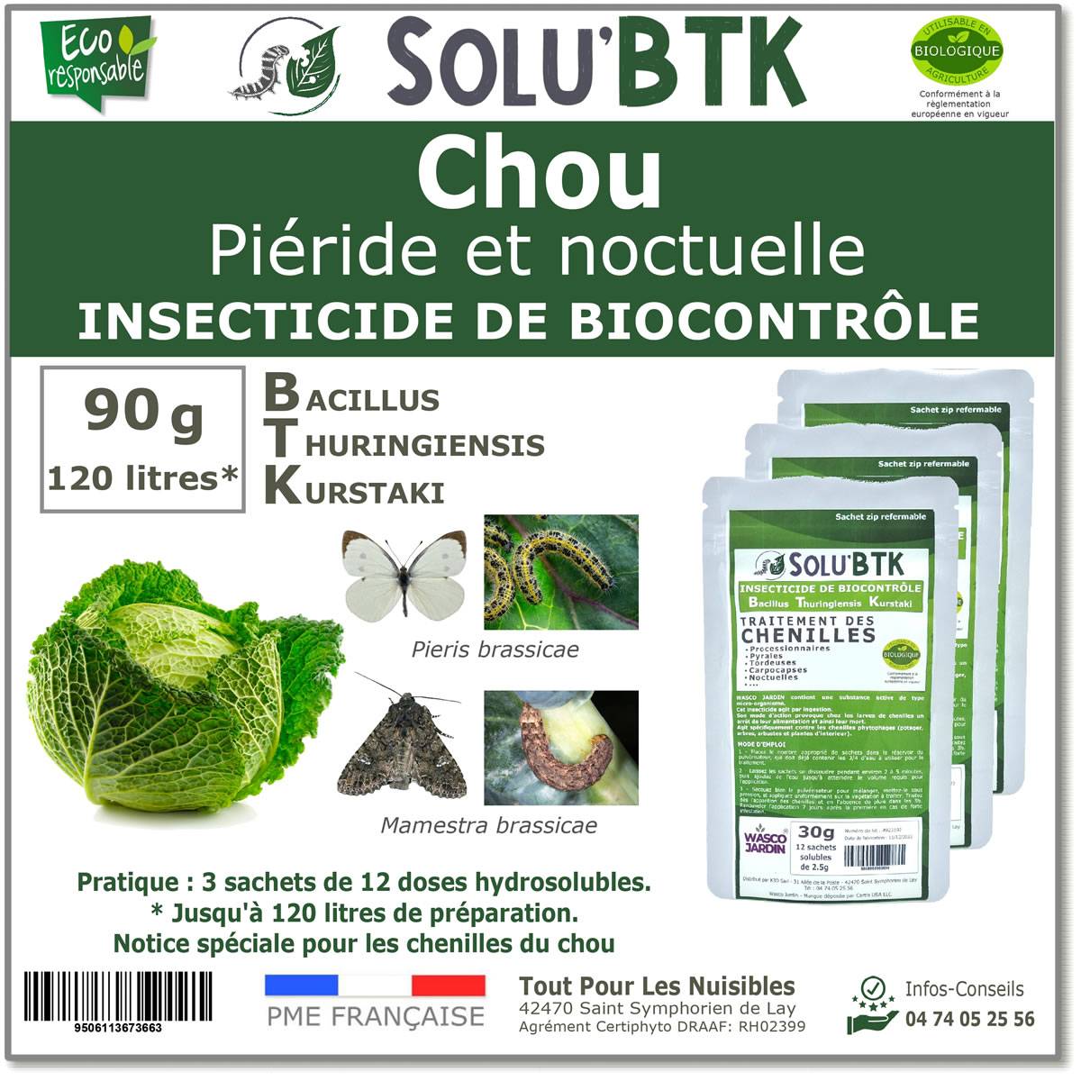 Tout pour les nuisibles - SoluBTK - Chou : Piéride et Noctuelle 90 g Bacillus thuringiensis - Image 1