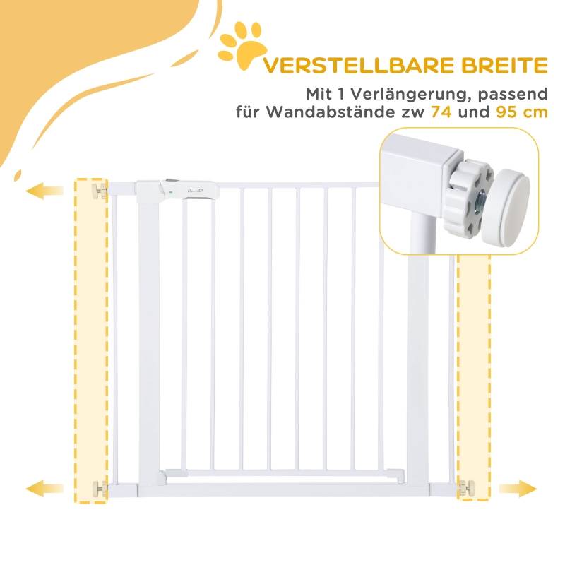 Barrière Sécurité Métal Escalier Chien Auto-Close Sans Perçage 75-96cm Blanc - ComfortXL Outdoor Living - Image 7
