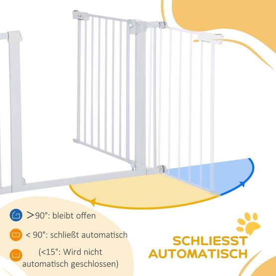 Barrière Sécurité Métal Escalier Chien Auto-Close Sans Perçage 75-96cm Blanc - ComfortXL Outdoor Living - Image 8