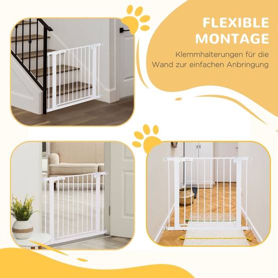 Barrière Sécurité Métal Escalier Chien Auto-Close Sans Perçage 75-96cm Blanc - ComfortXL Outdoor Living - Image 5