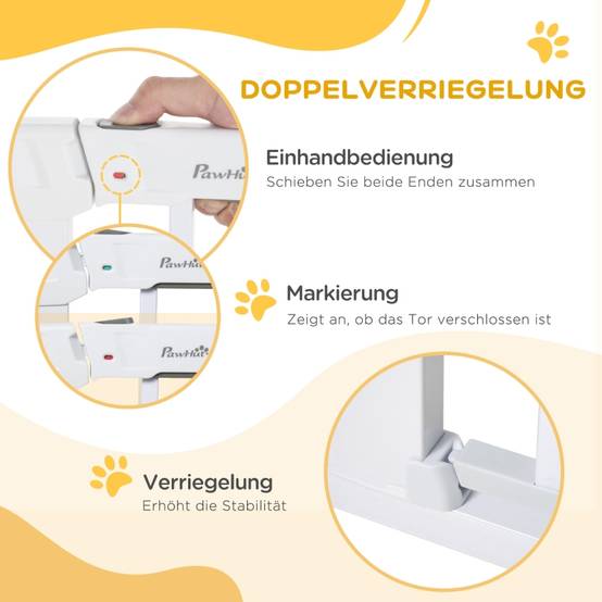 Barrière Sécurité Métal Escalier Chien Auto-Close Sans Perçage 75-96cm Blanc - ComfortXL Outdoor Living - Image 6