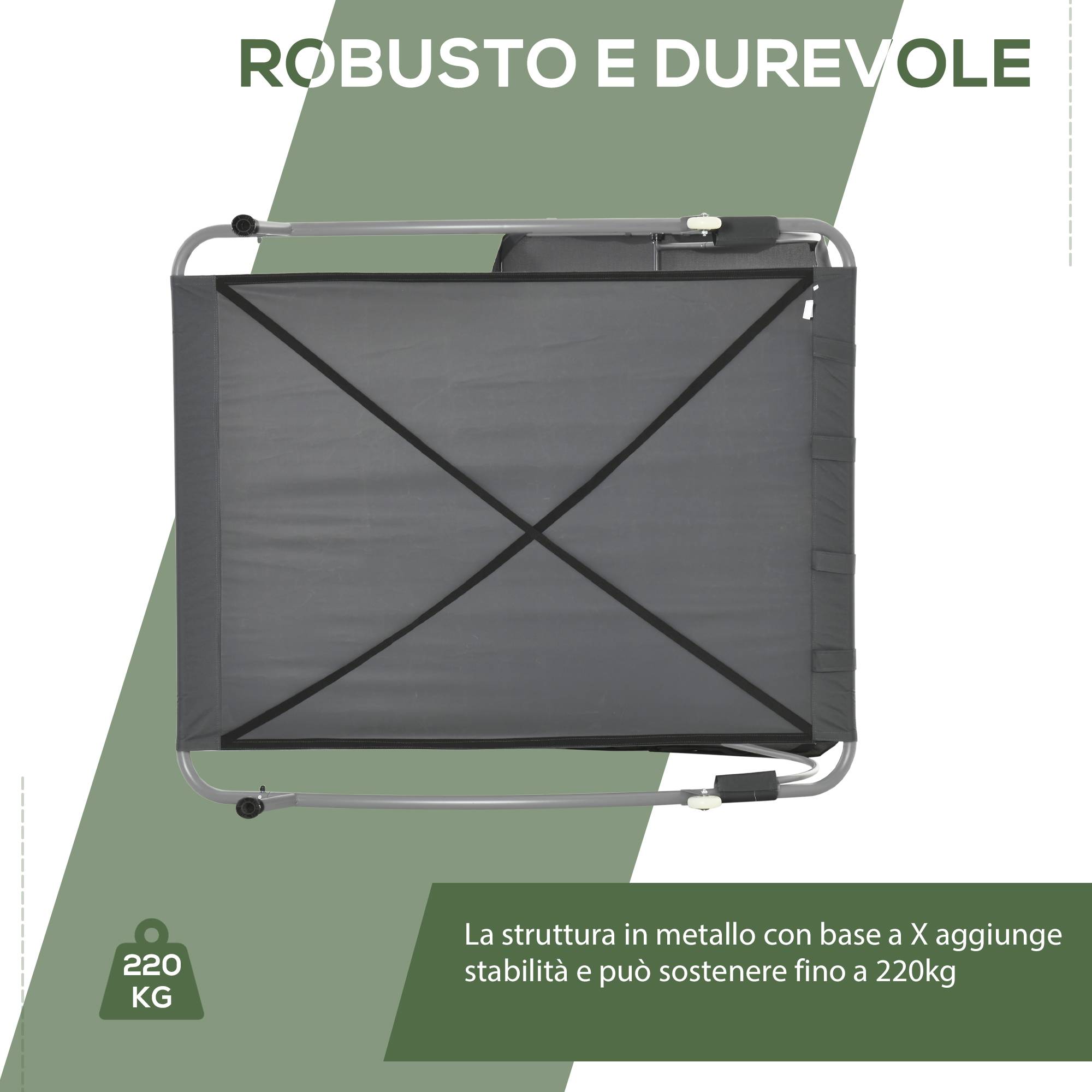 Bain de soleil double acier tissu Oxford pour plein air avec toit pare-soleil 200x175cm gris - ComfortXL Outdoor Living - Image 8