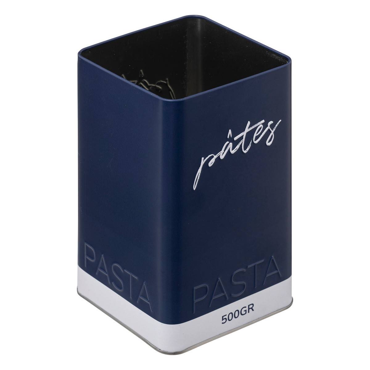 Boîte à pâtes en métal Bleu Navy et couvercle en bois déco Relief Color - Image 2