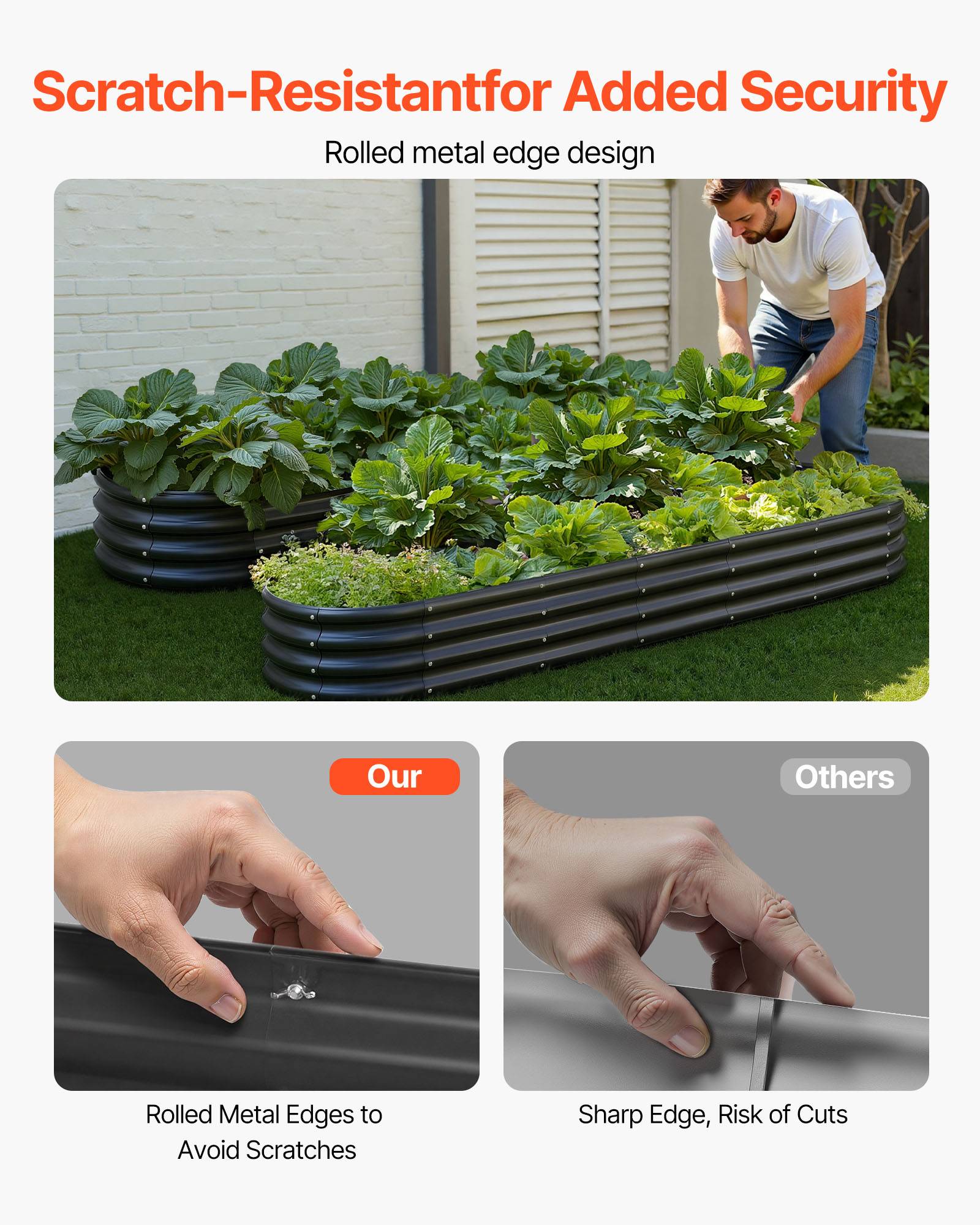 Vevor - VEVOR Carré Potager Surélevé Métal Galvanisé Lit Jardin 240x60x29 cm Gris Foncé - Image 4