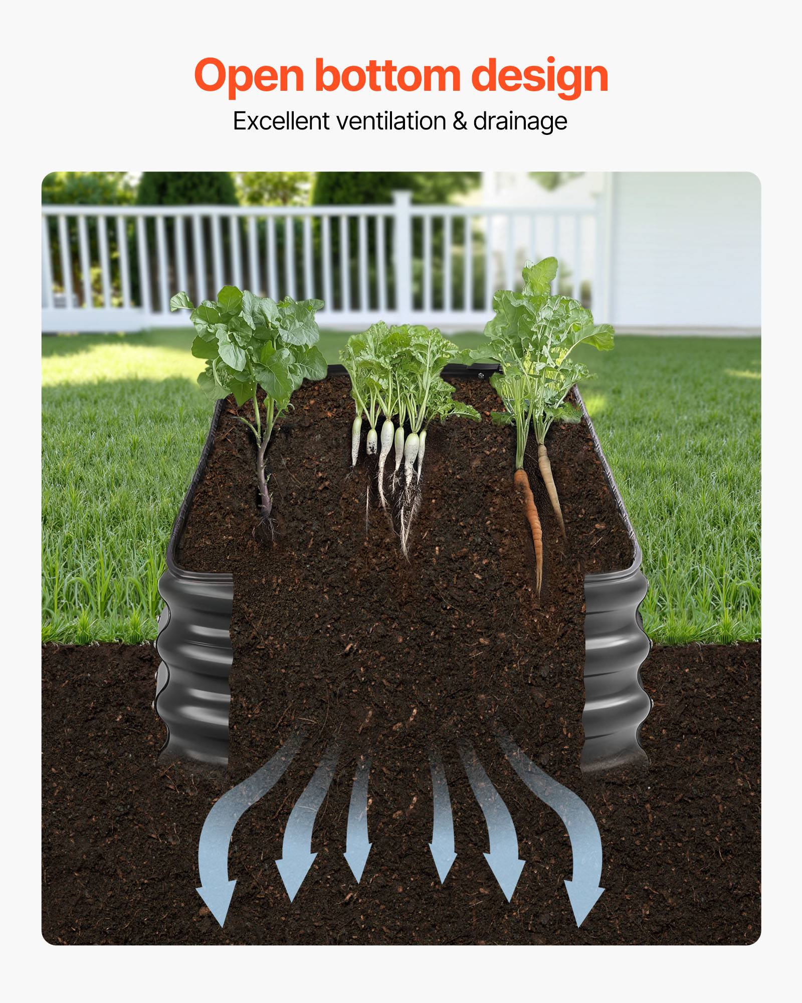 Vevor - VEVOR Carré Potager Surélevé Métal Galvanisé Lit Jardin 240x60x29 cm Gris Foncé - Image 6
