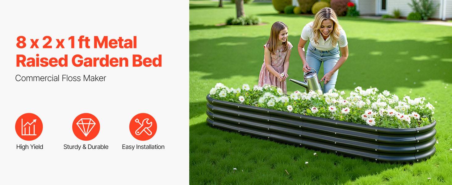 Vevor - VEVOR Carré Potager Surélevé Métal Galvanisé Lit Jardin 240x60x29 cm Gris Foncé - Image 9