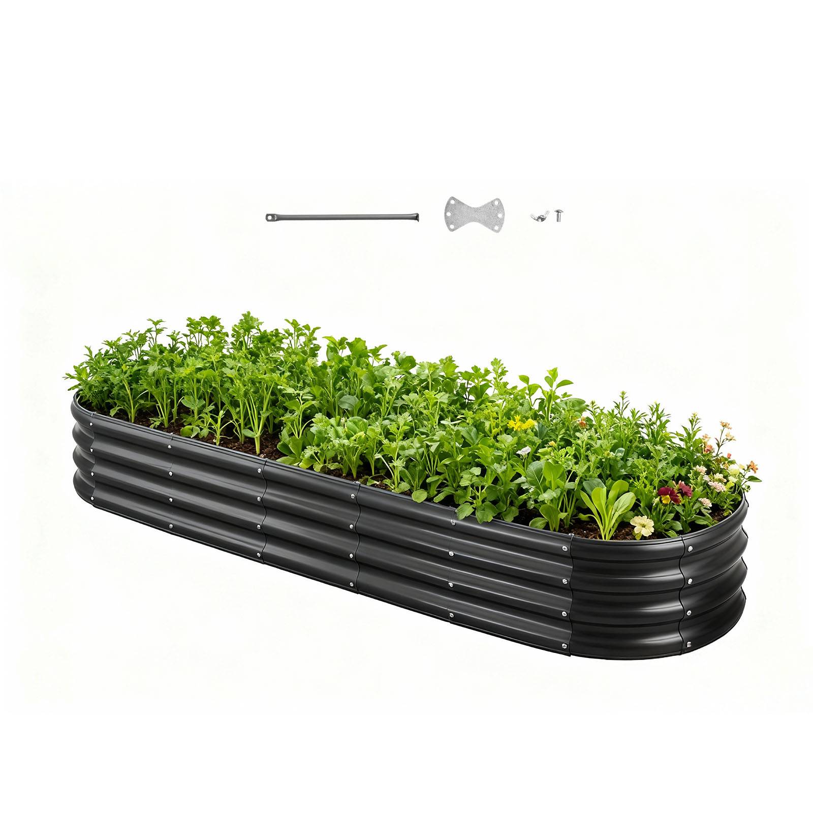 Vevor - VEVOR Carré Potager Surélevé Métal Galvanisé Lit Jardin 240x60x29 cm Gris Foncé - Image 1