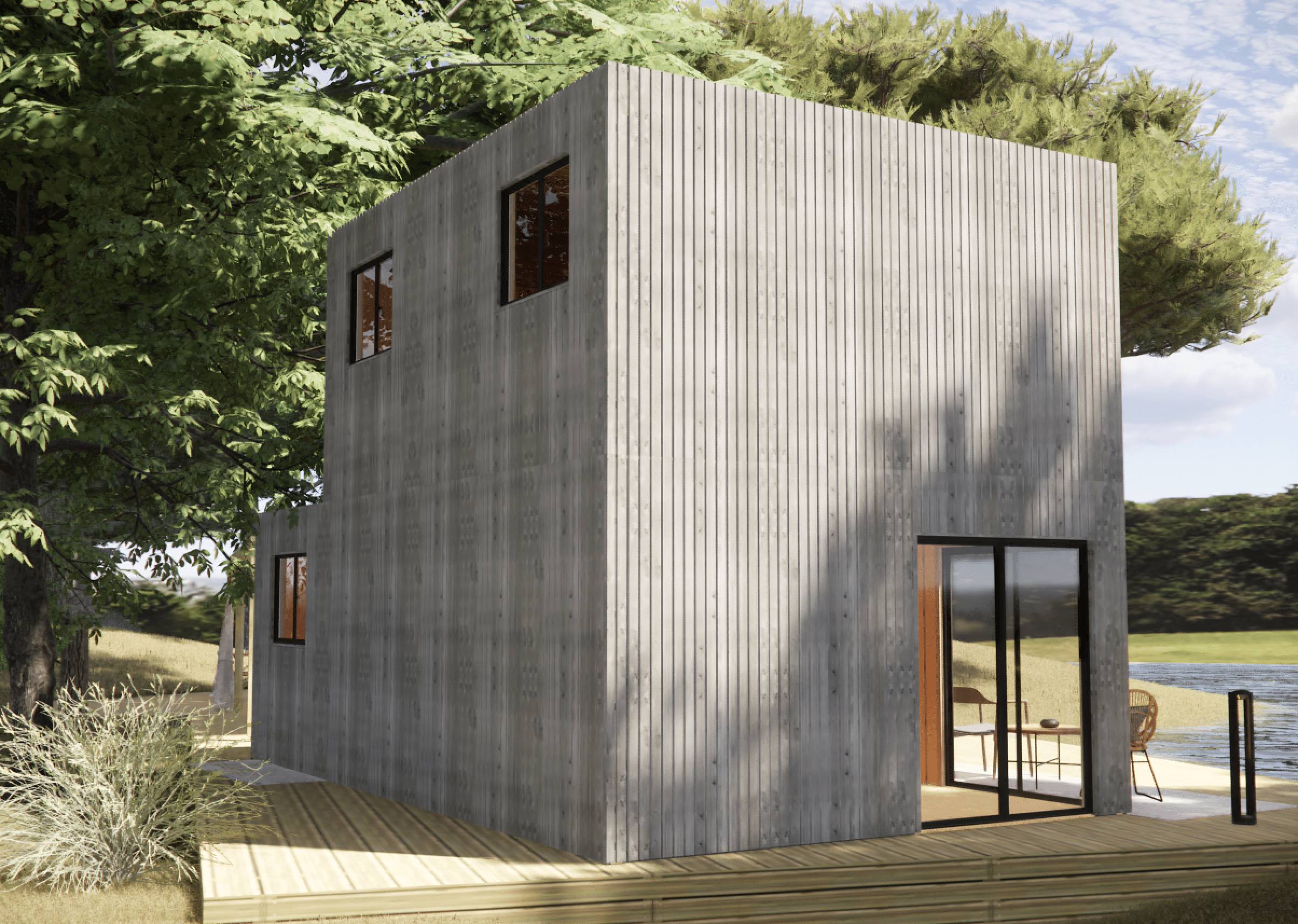 Studio de jardin RE2020 en bois 7,7 x 4,6 x 2,7 m / isolation RE2020 avec plancher isolé avec mezzanine et terrasse - Image 10