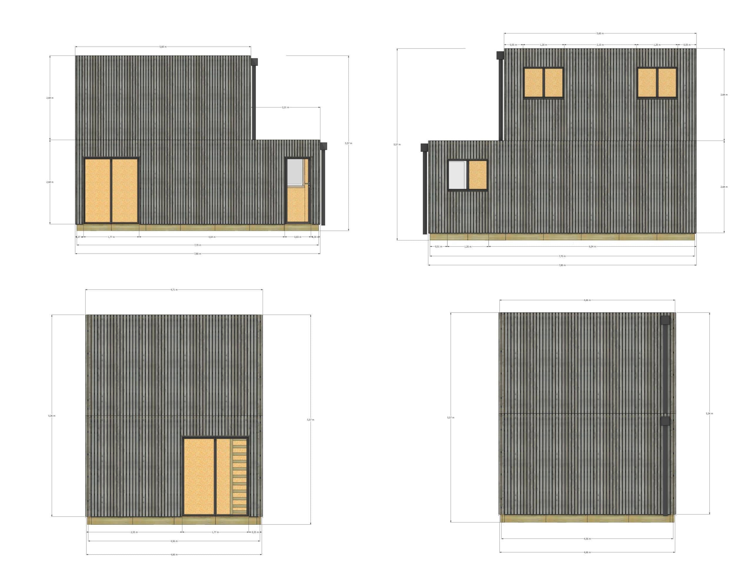 Studio de jardin RE2020 en bois 7,7 x 4,6 x 2,7 m / isolation RE2020 avec plancher isolé avec mezzanine et terrasse - Image 4