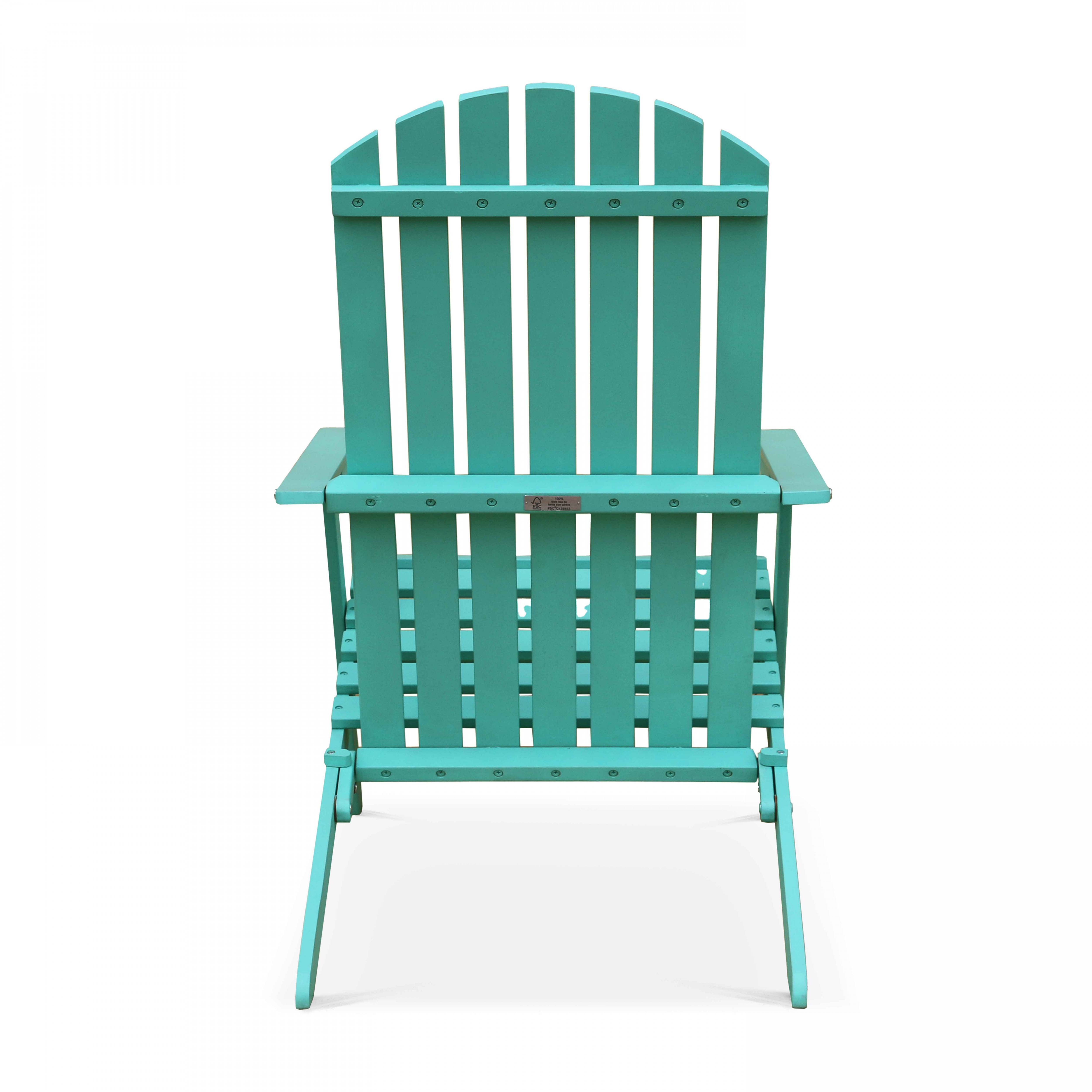 Oviala - Fauteuil relax pliant en bois d'eucalyptus turquoise - Oviala - Image 4