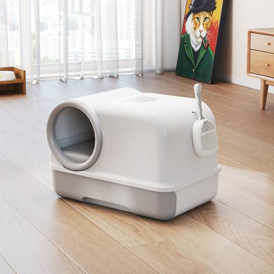ComfortXL - Maison de toilette fermée plastique pour chats plateau coulissant 59cm gris - ComfortXL Outdoor Living - Image 10