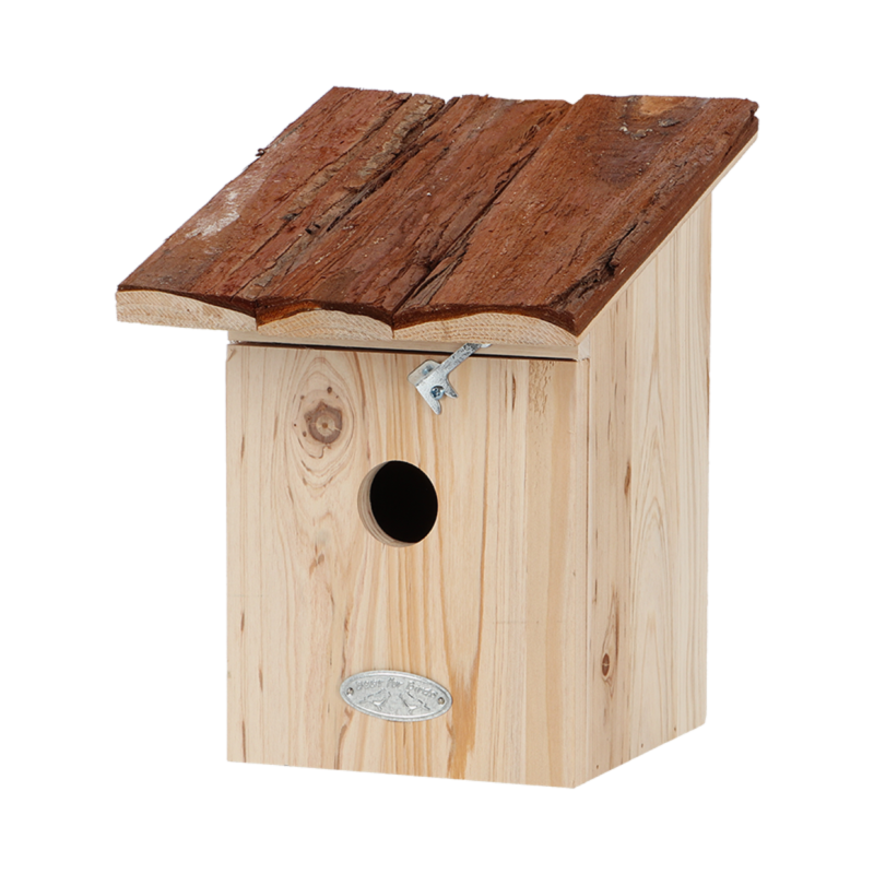 Best For Birds - Nichoir en bois pour mésange charbonière avec toit en écorce - Beige/Marron - L 20,3 x P 21,2 x H 24,4 cm