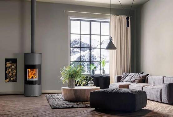 Poêle bois bûche GODIN Terrasson 8Kw - Gris - 400230 - Image 2