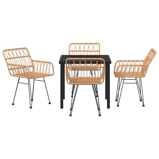 Ensemble Table et Chaises de Jardin en Poly Rotin pour 4 Personnes Idéal Terrasse Marron – ComfortXL Outdoor Living - Image 7