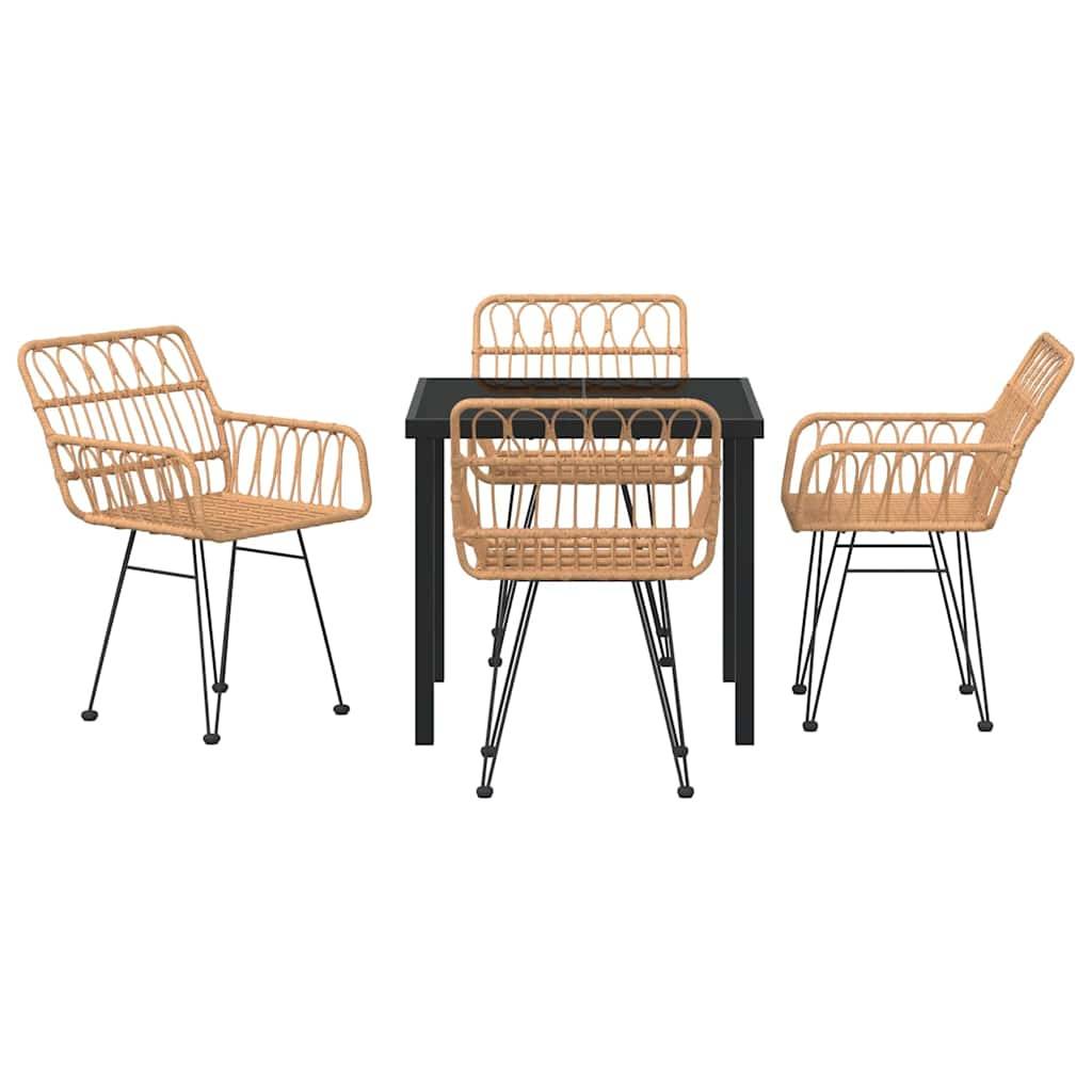 Ensemble Table et Chaises de Jardin en Poly Rotin pour 4 Personnes Idéal Terrasse Marron – ComfortXL Outdoor Living - Image 7