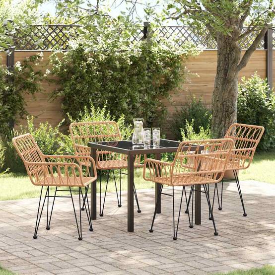Ensemble Table et Chaises de Jardin en Poly Rotin pour 4 Personnes Idéal Terrasse Marron – ComfortXL Outdoor Living - Image 1