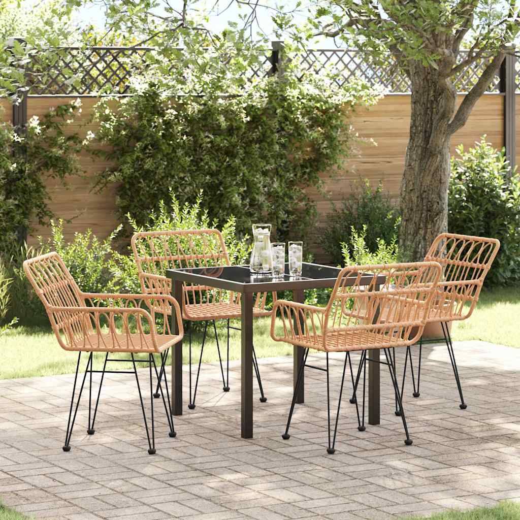 Ensemble Table et Chaises de Jardin en Poly Rotin pour 4 Personnes Idéal Terrasse Marron – ComfortXL Outdoor Living - Image 1
