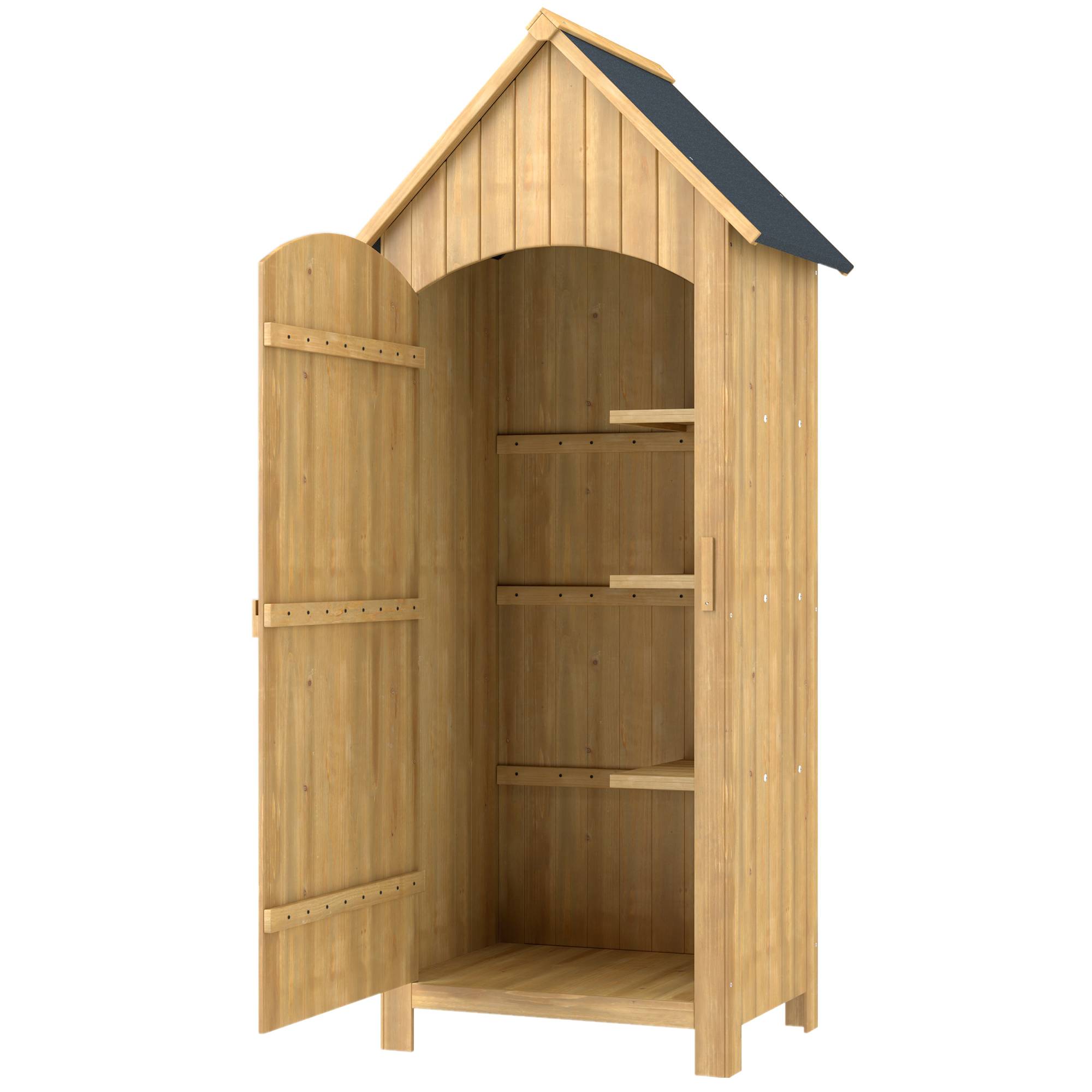 Abri de jardin bois avec 3 étagères 77,5x54,2x179,5 cm naturel - Image 2