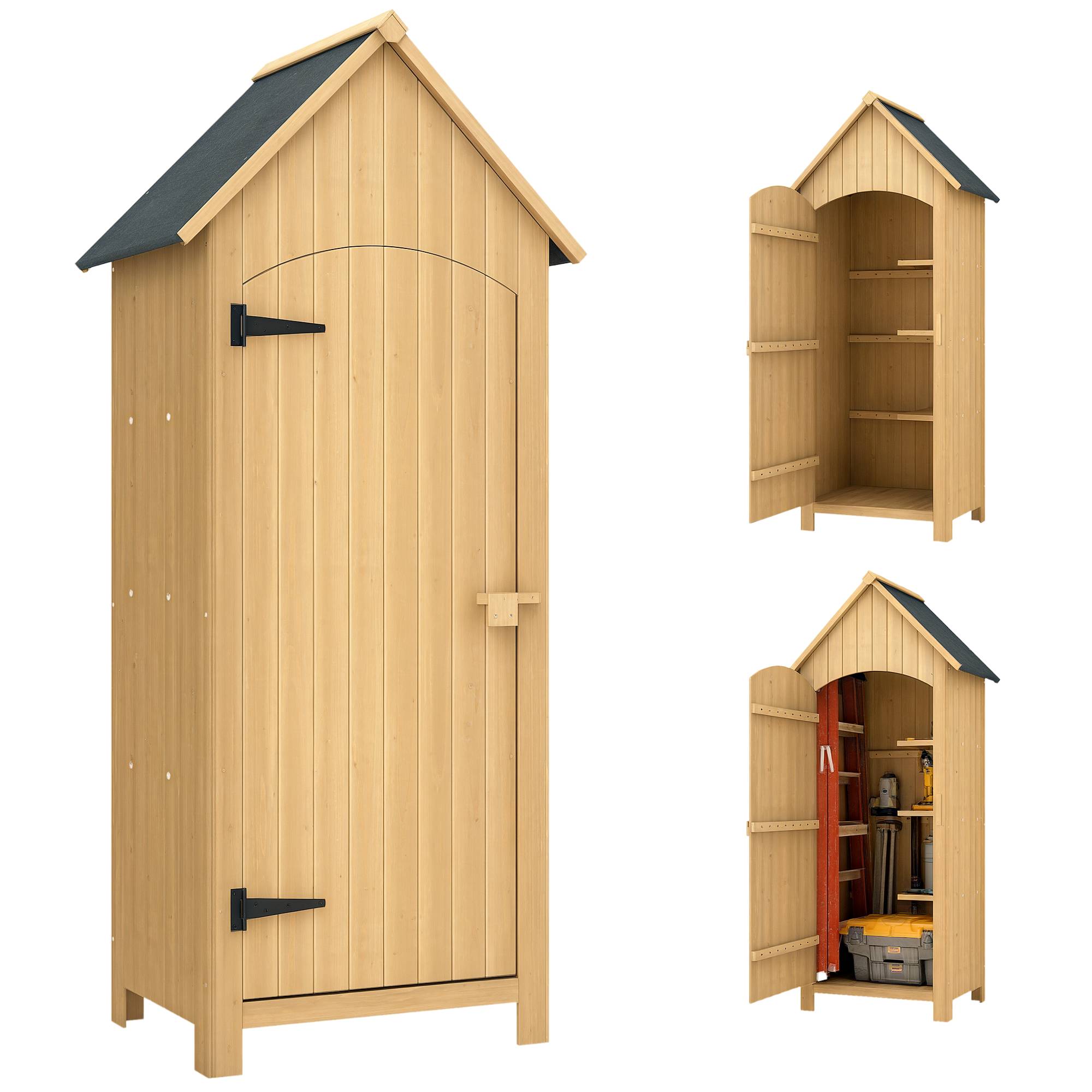 Abri de jardin bois avec 3 étagères 77,5x54,2x179,5 cm naturel - Image 1