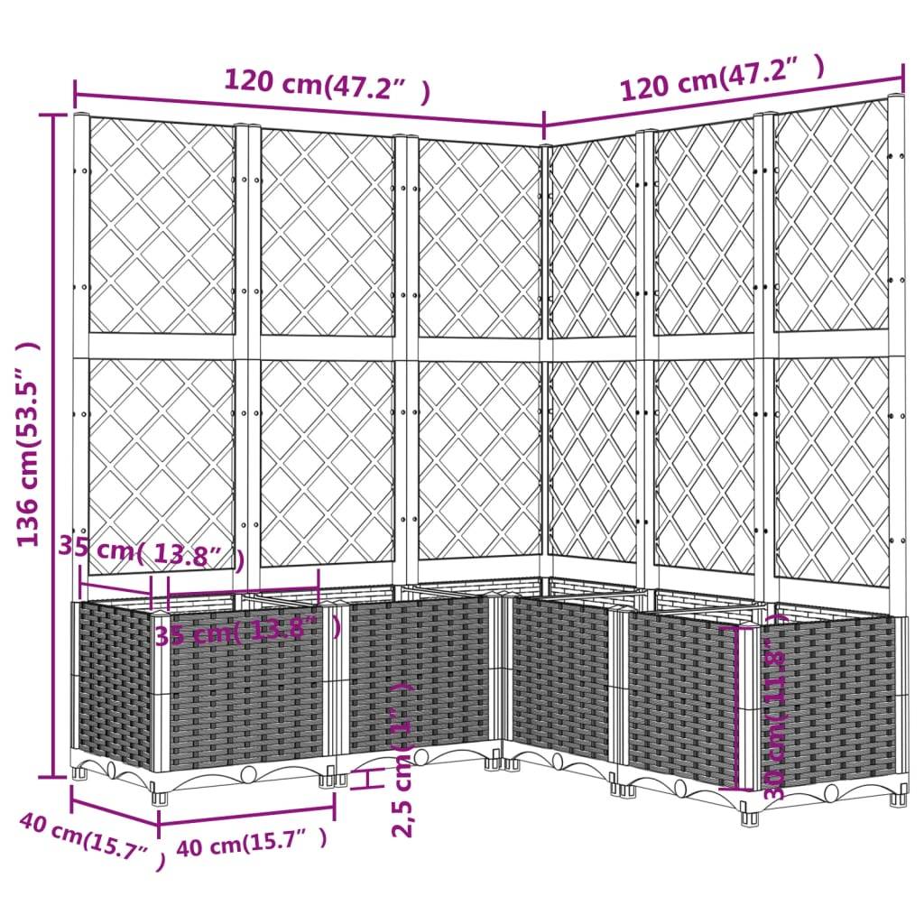 ComfortXL - Très grande jardinière treillis carrée 120x136cm Marron pour brise-vue – ComfortXL Outdoor Living - Image 8