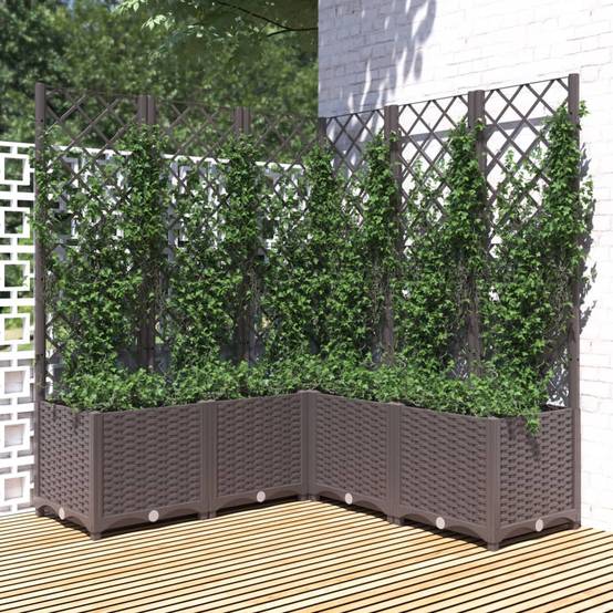 ComfortXL - Très grande jardinière treillis carrée 120x136cm Marron pour brise-vue – ComfortXL Outdoor Living - Image 1