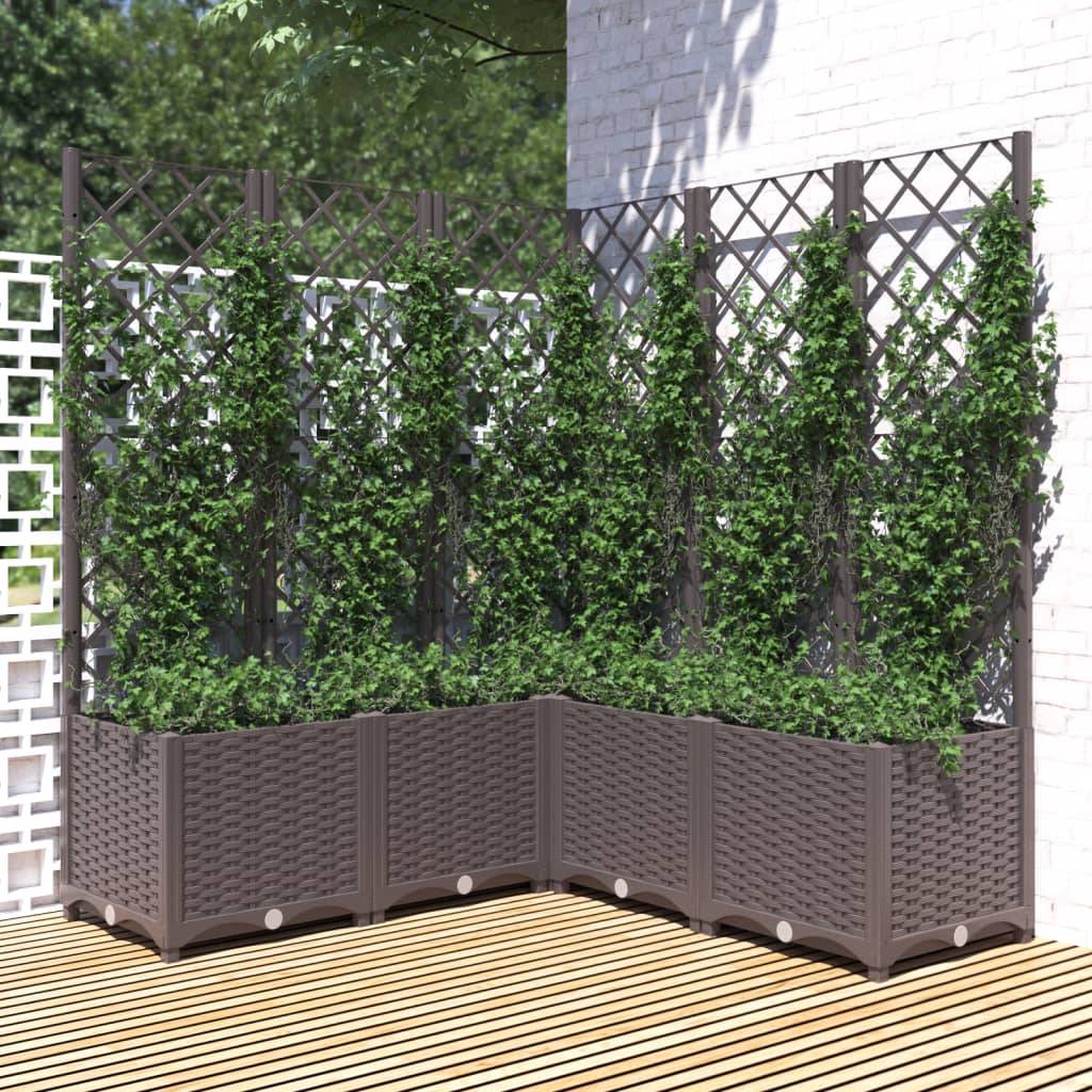 ComfortXL - Très grande jardinière treillis carrée 120x136cm Marron pour brise-vue – ComfortXL Outdoor Living - Image 1