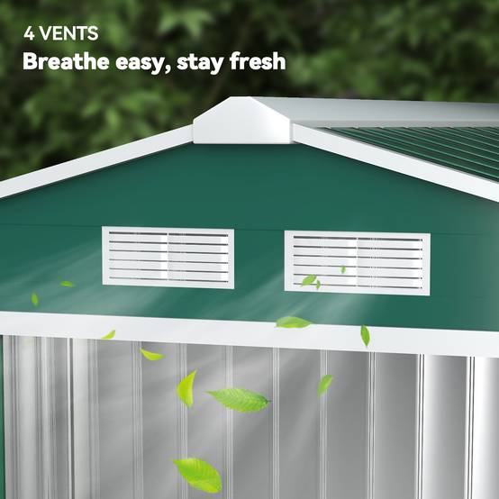 Abri de jardin en acier galvanisé aménagement extérieur rangement sécurisé 213x130cm vert - ComfortXL Outdoor Living - Image 10